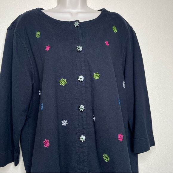 Vintage Natalie & Me Weekend Woman Snowflake Embroidered Black Button Women 1X - Picture 4 of 11